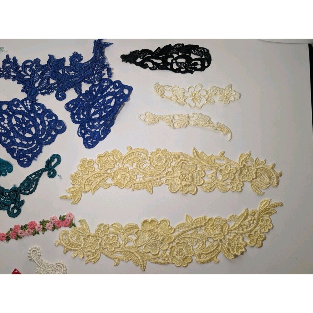 Vintage Venice Lace Applique Lot Mixed Colors Sizes Sew On Trim Craft Bridal Y2K - Picture 6 of 10